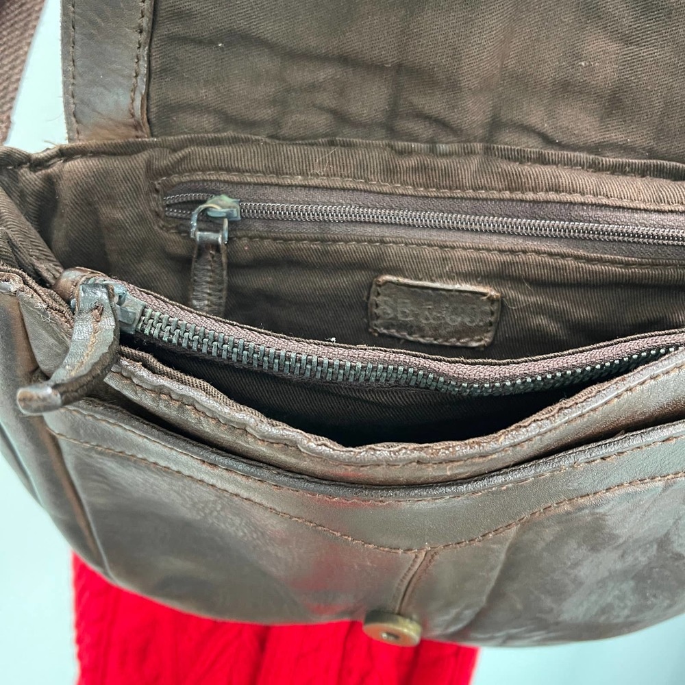 Brown Woven Leather Adjustable Strap Small Crossbody Purse Bag Distressed Travel - Picture 11 of 16
